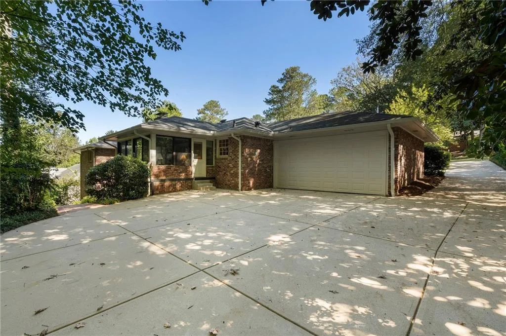 Single story home with a garage