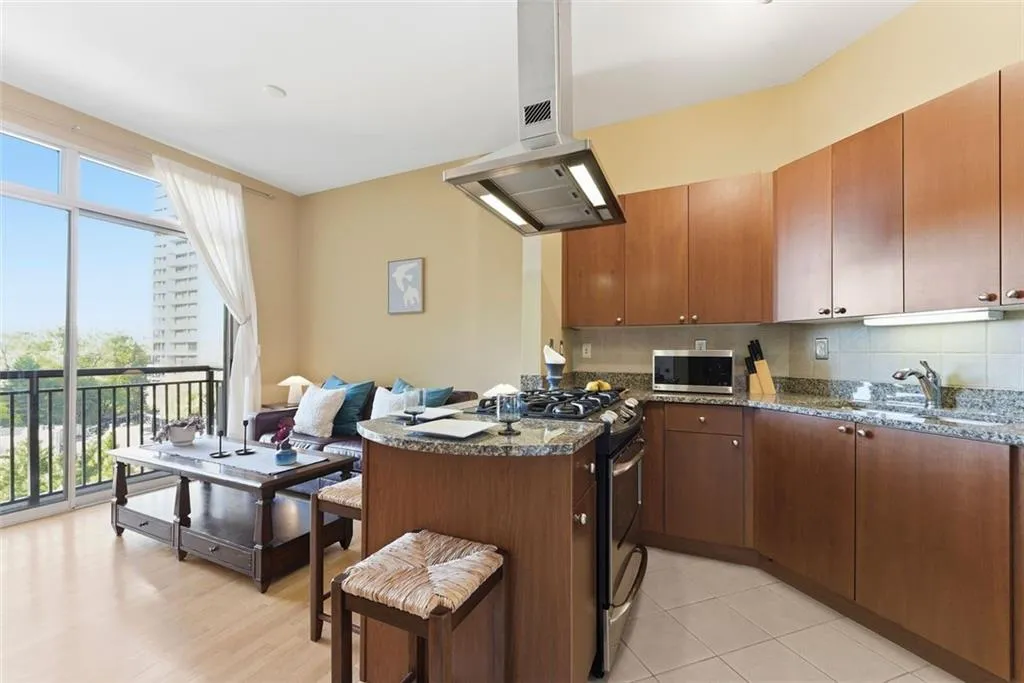 KITCHEN WITH VIEW TO LIVING ROOM
