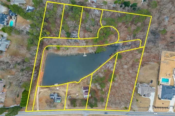Aerial view of property's location with property boundaries highlighted