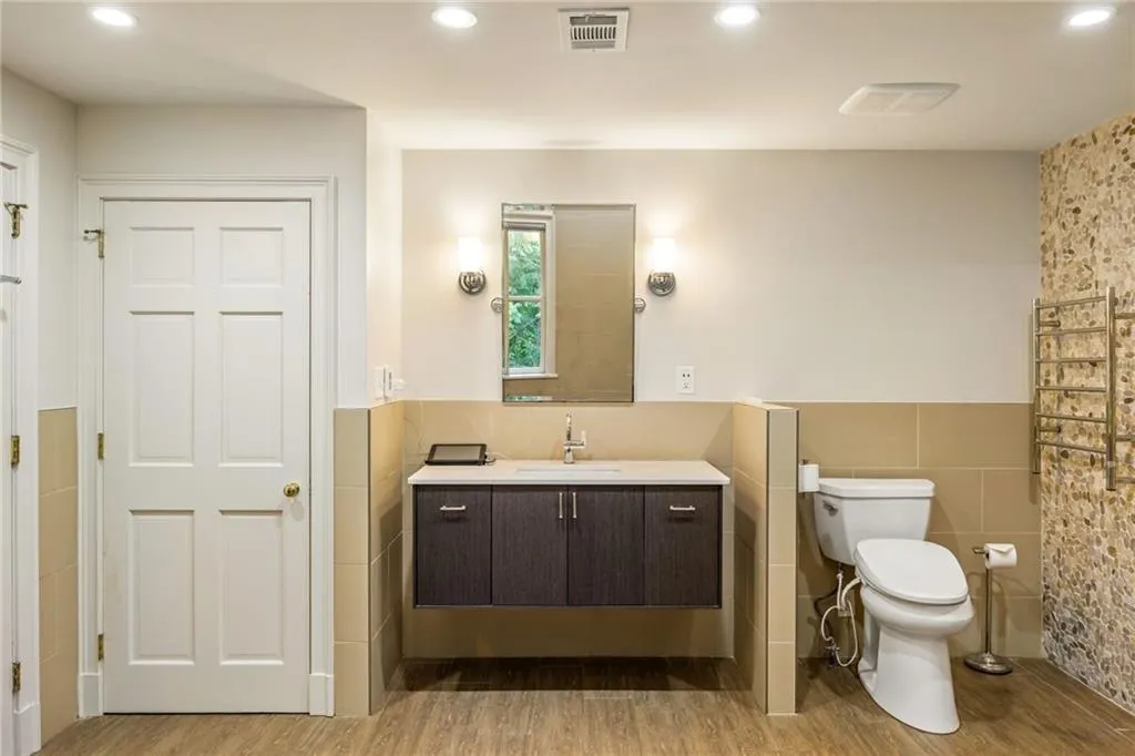 Easy to enclose shower and water closet if you prefer but so convenient to have the open plan and tons of space.