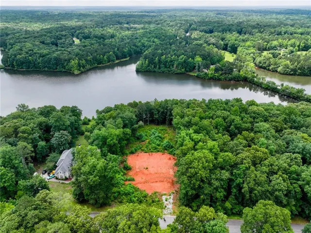 Bird's eye view of a nearby body of water