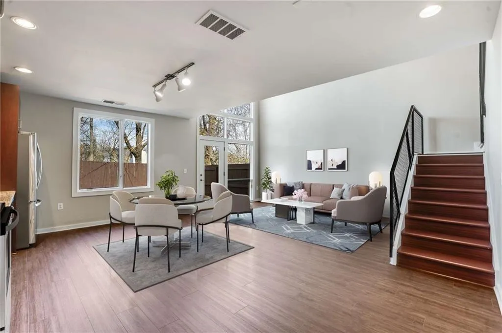 Staged photo of DR/Family room combo