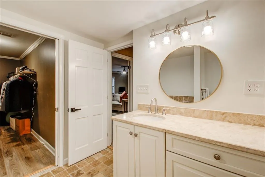 Terrace Level Bath with view to Oversized Closet