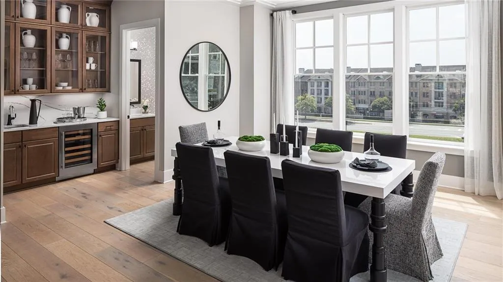 The drybar across from the kitchen offers a perfect spot for coffee or wine.THIS PHOTO IS OUR  MODEL HOME  AT HIGHLANDS AT VININGS.