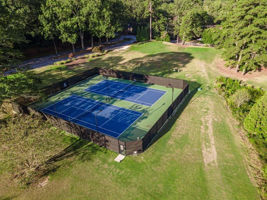Aerial view of tennis court