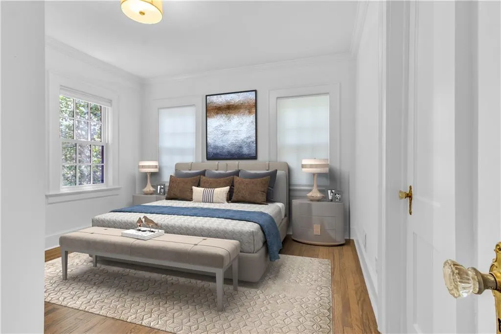 First bedroom on main level (virtually staged)