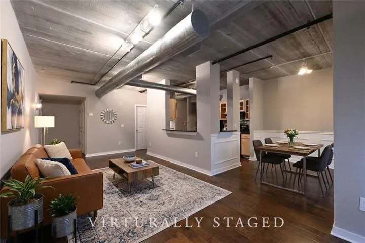 Exposed concrete ceiling with visible ductwork