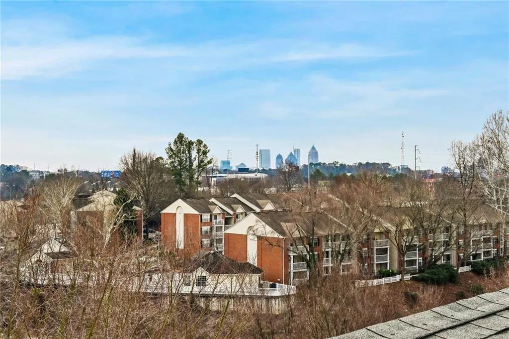 Winter rooftop view over Peachtree Creek towards Midtown.
