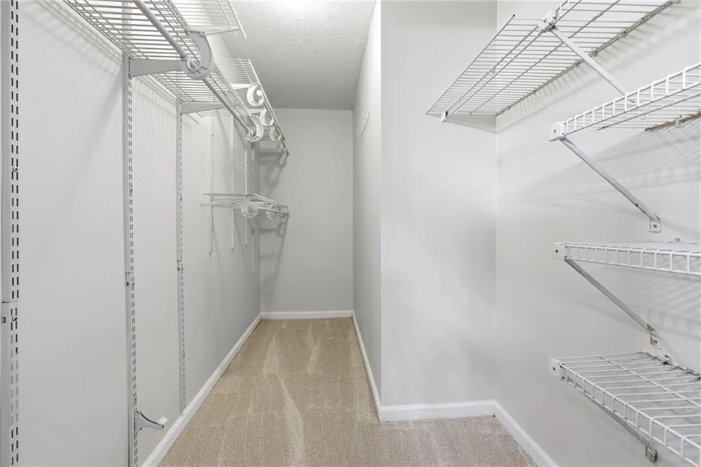 Walk in closet with light carpet
