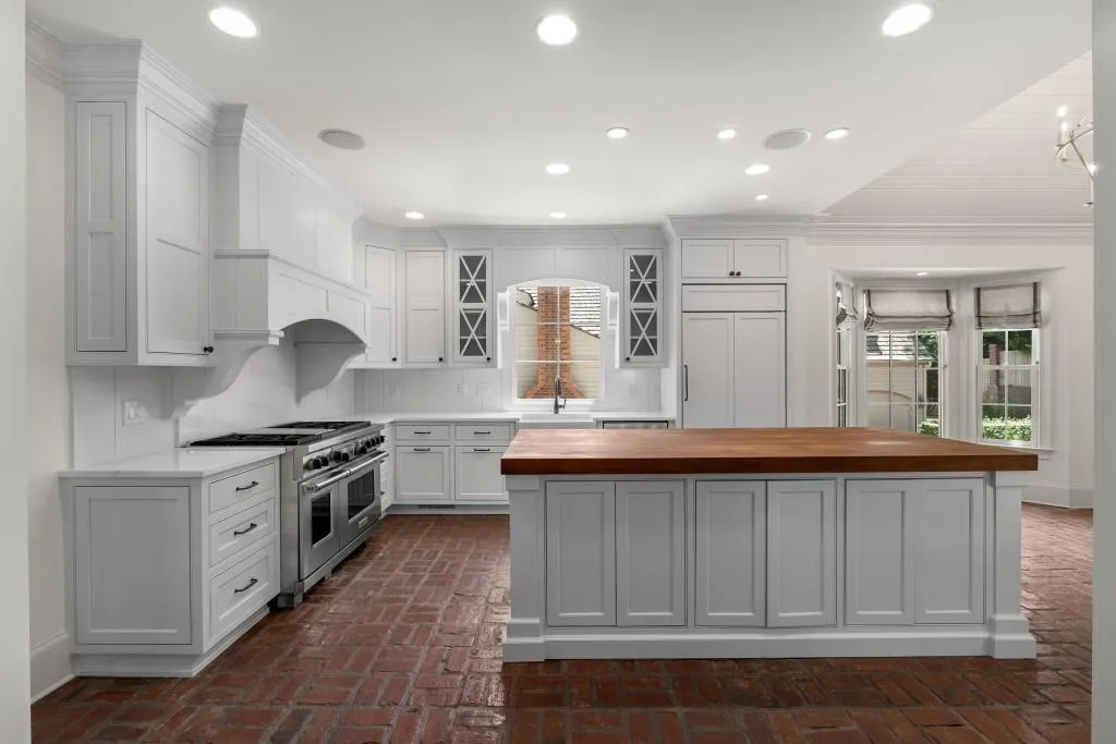 Kitchen with butcherblock island