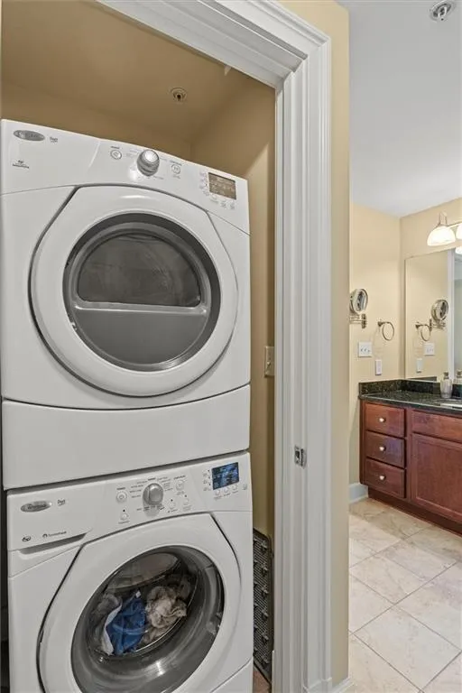 Stacked washer and dryer