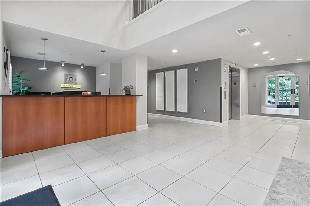 Welcome area featuring recessed lighting