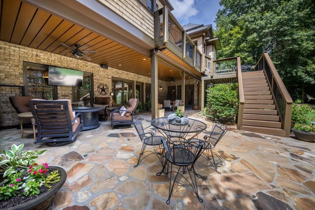 Terrace level flagstone patio