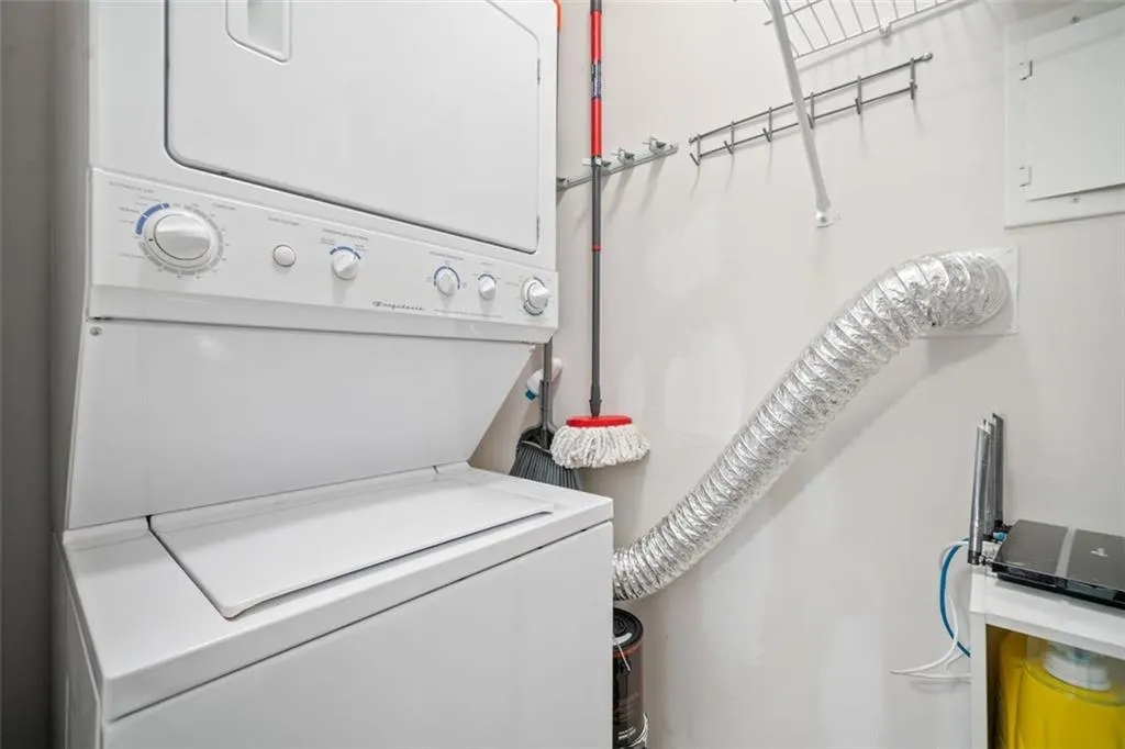 Unit includes a washer and dryer