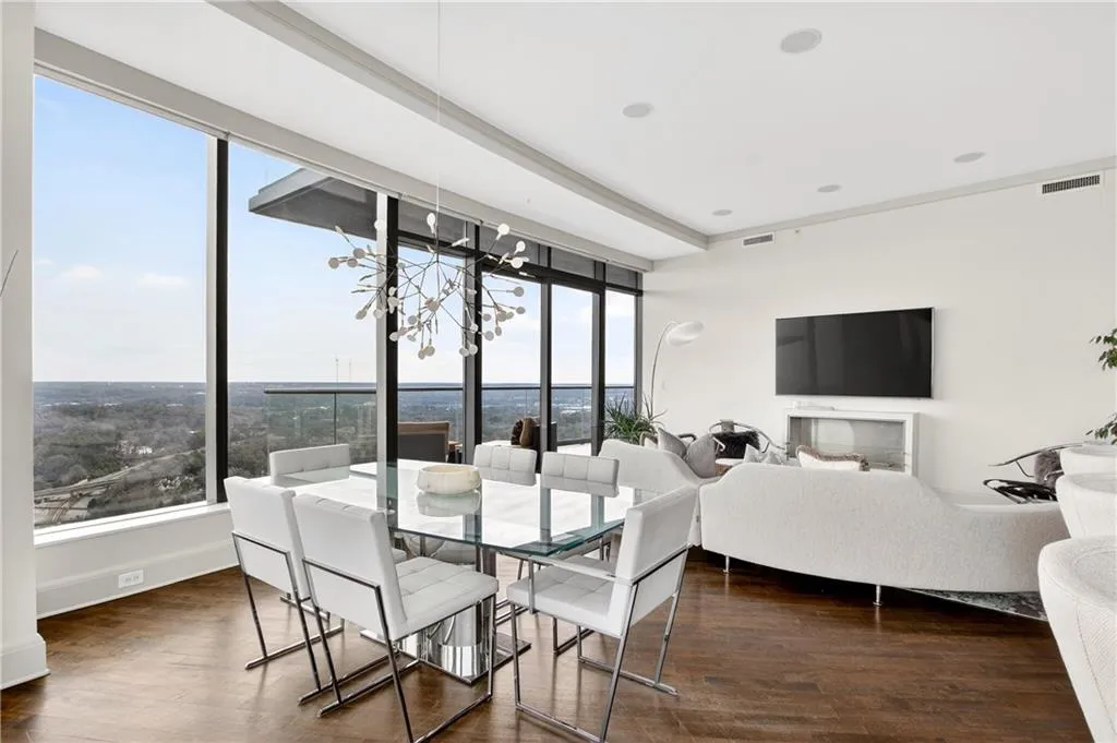 Sunroom with a city view
