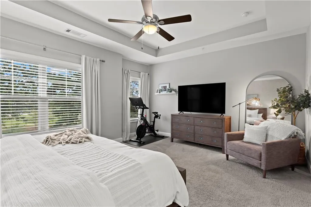 The light filled room overlooks the trees and greenspace at Blackburn Park. Wait until the cherry blossoms are blooming in the spring! It's a dream!