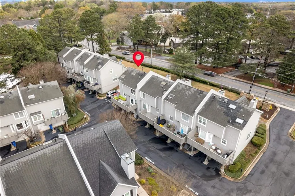Aerial perspective of suburban area