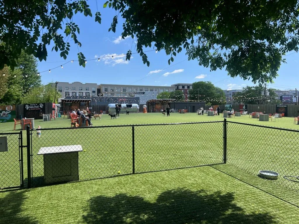 Surrounding community with fence and a lawn