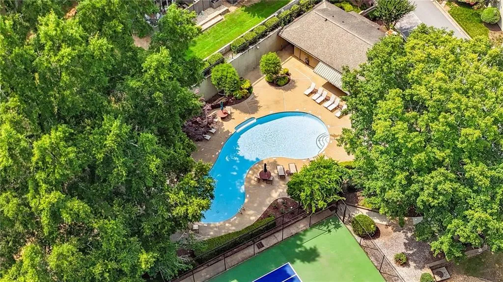 Aerial view of a pool area