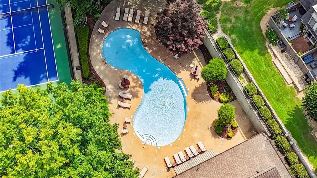 Aerial view of a pool area