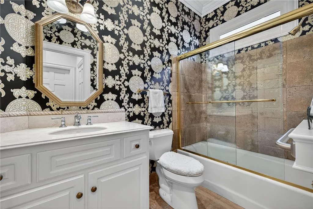 Full bath on main is adjacent to home office