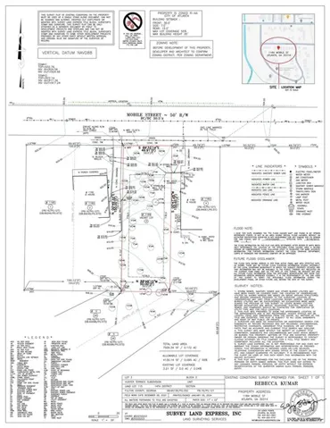 Existing Conditions Survey. Detailing property boundaries, structures, and site features
