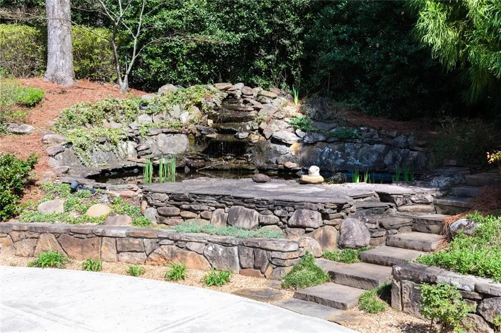 Koi pond with fountain