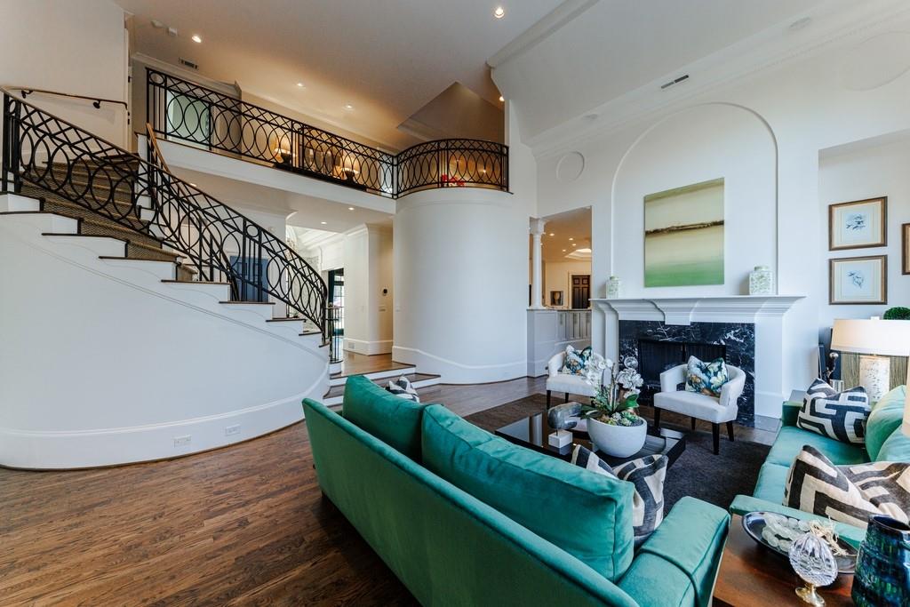 Two story great room with fireplace