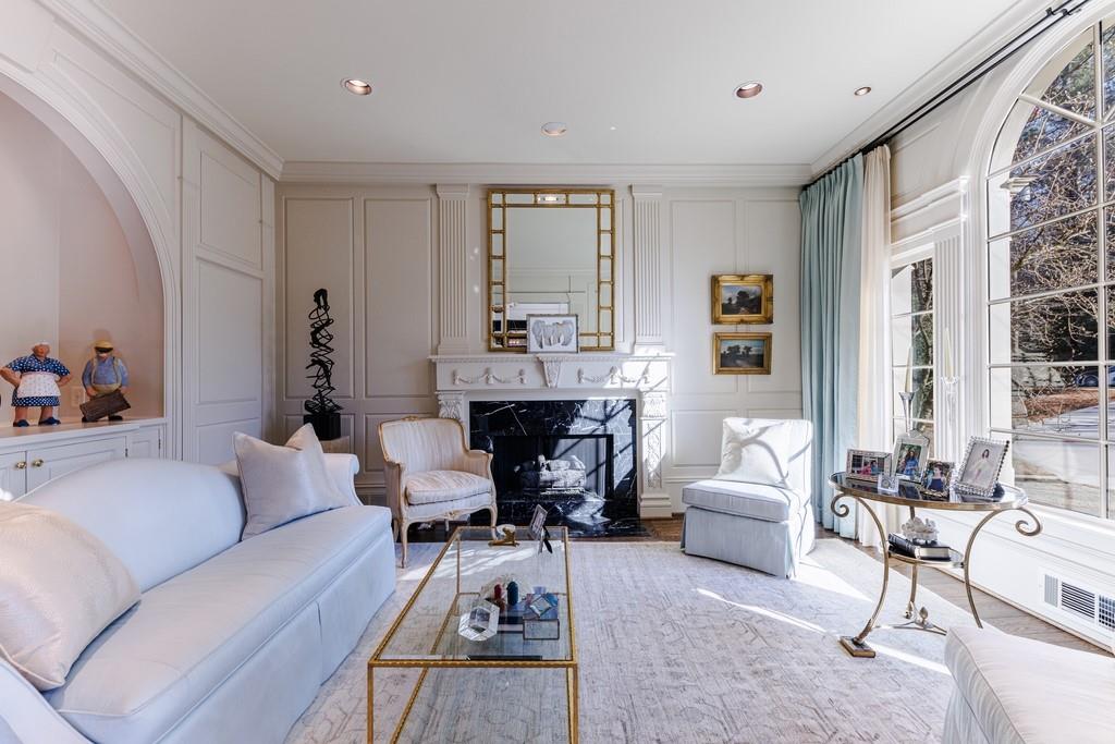 Light filled living room with custom built-ins