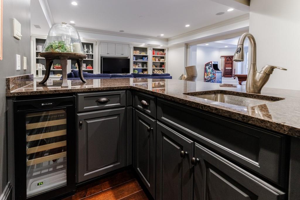 Wet bar with beverage fridge