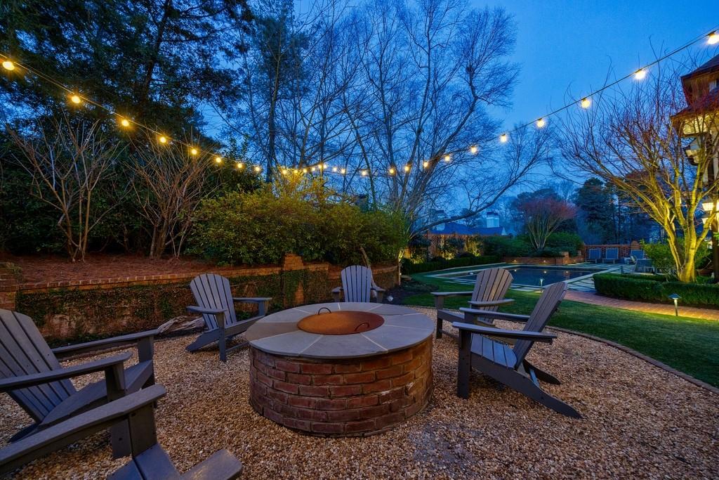 Beautiful evening view of backyard