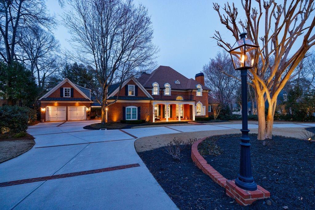 Evening view of front of the home.
