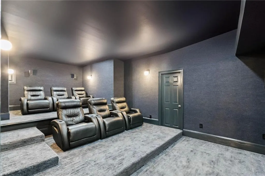 View of carpeted home theater room