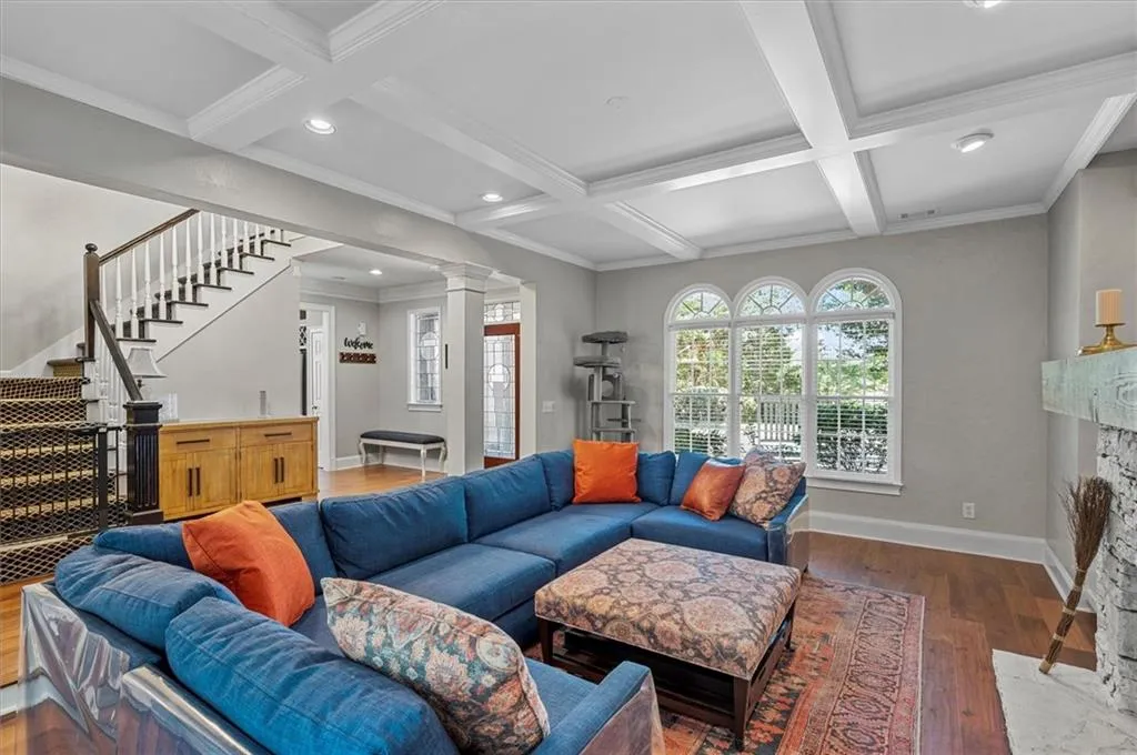 Huge Family room with ceiling details