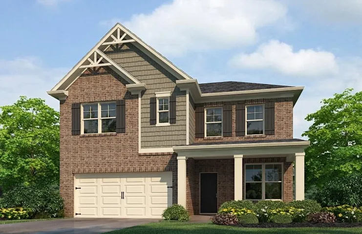 Brick and siding exterior with decorative gable truss