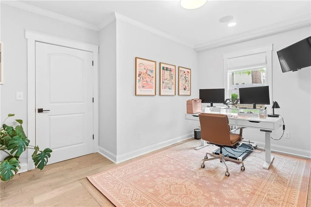 Presently being used as an office this qualifies for the 5th bedroom with the closet and window.