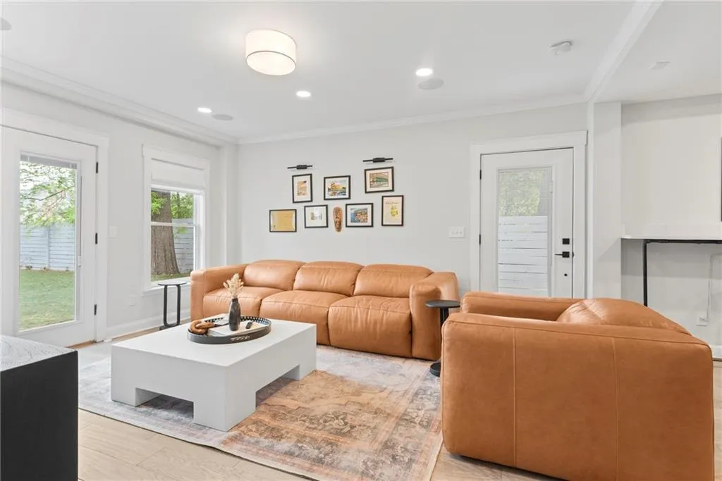 Casual family room is convenient to the game room on terrace level - fine entertaining.