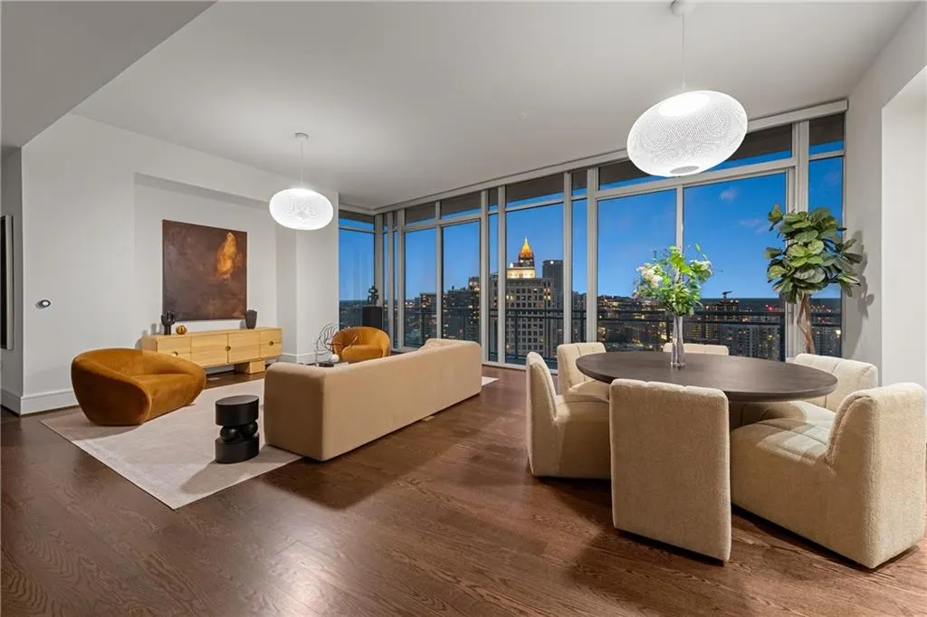 Shimmering nighttime views of the skyline.