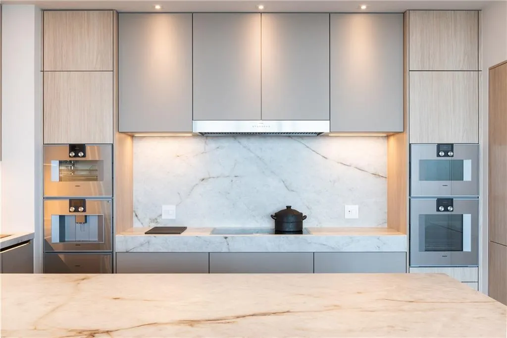 Gaggenau steam and convection oven, microwave and coffee machine along with induction cooktop.