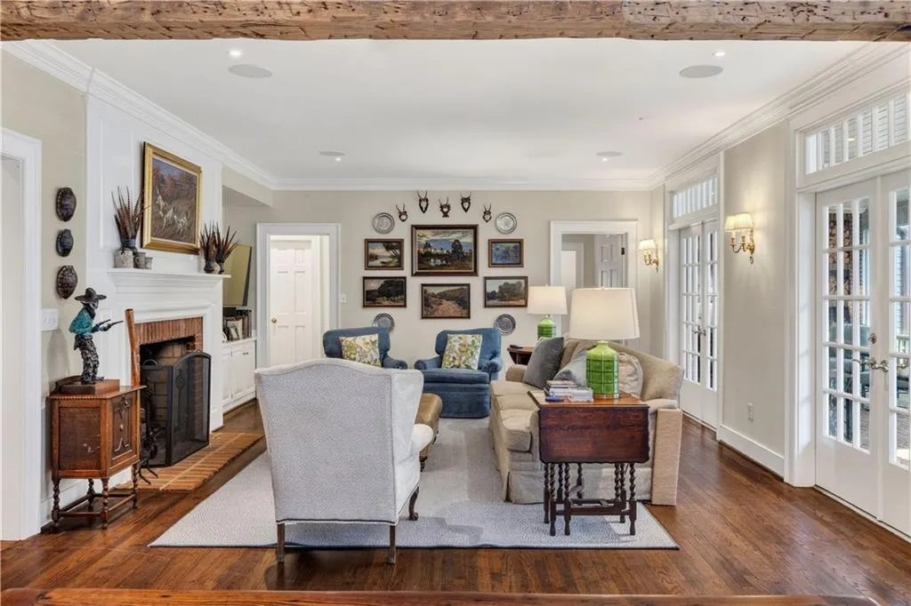 Family room with fireplace