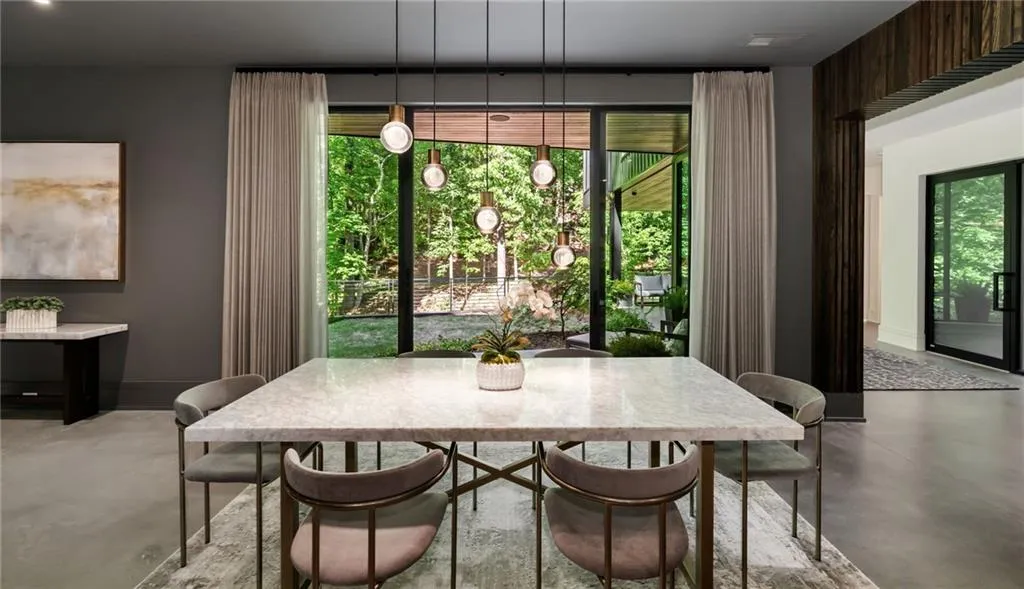 Dining area with concrete flooring