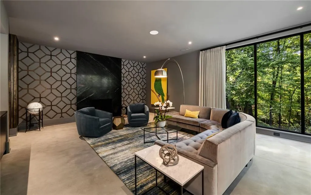 View of living room with fireplace