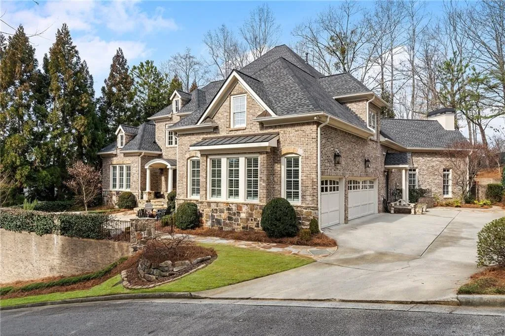 View of front of property with a garage