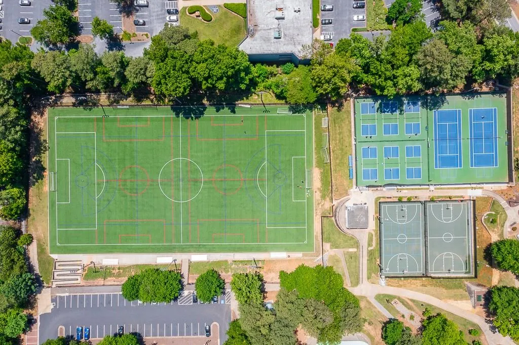 Soccer, tennis, and basketball courts Soccer, tennis, and basketball courts