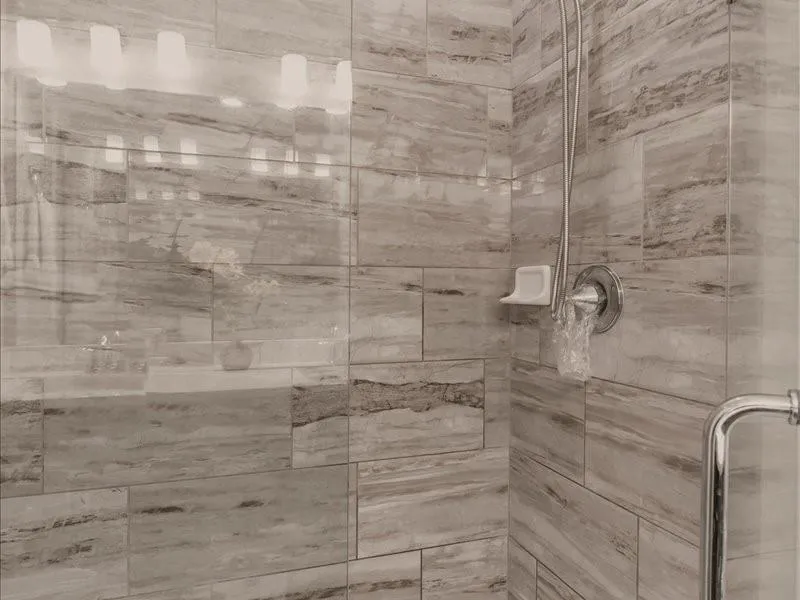 Bathroom view of a shower stall