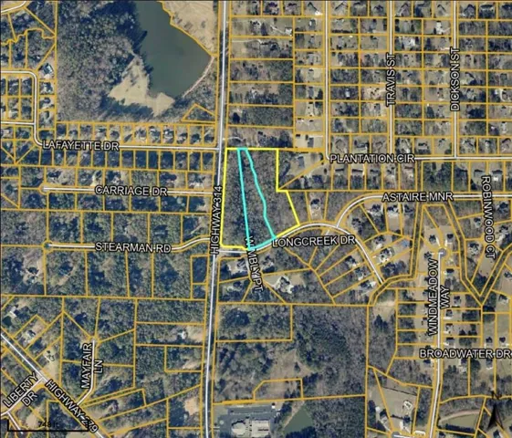 Aerial map of property and surrounding area