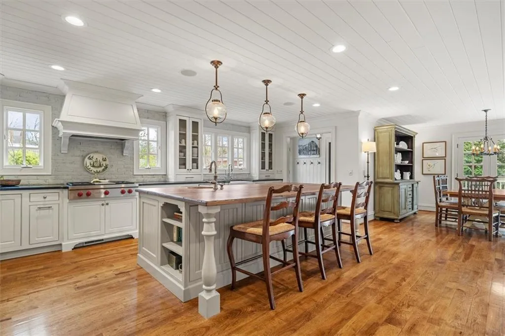 Custom white cabinetry recently painted