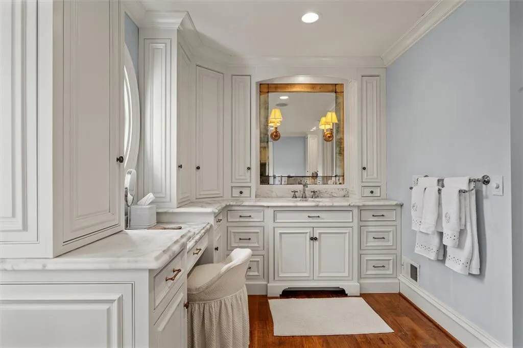 Primary Spa bath with marble counterops