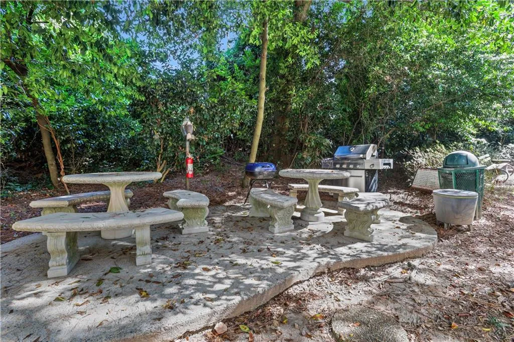 View of patio with area for grilling