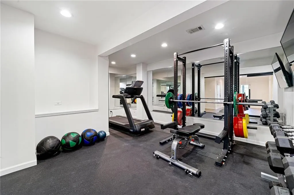 Workout area with recessed lighting Workout area with recessed lighting